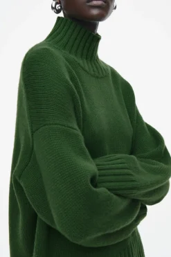 Online COS CHUNKY PURE CASHMERE TURTLENECK SWEATER DARK GREEN