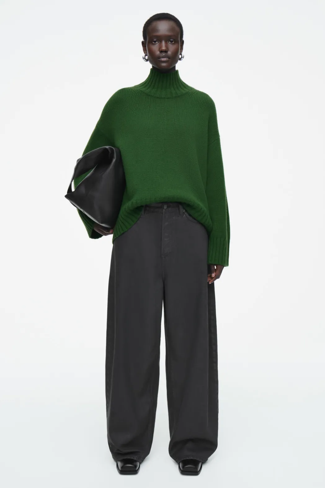 Online COS CHUNKY PURE CASHMERE TURTLENECK SWEATER DARK GREEN