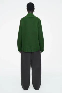 Online COS CHUNKY PURE CASHMERE TURTLENECK SWEATER DARK GREEN