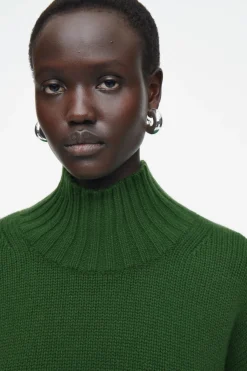 Online COS CHUNKY PURE CASHMERE TURTLENECK SWEATER DARK GREEN