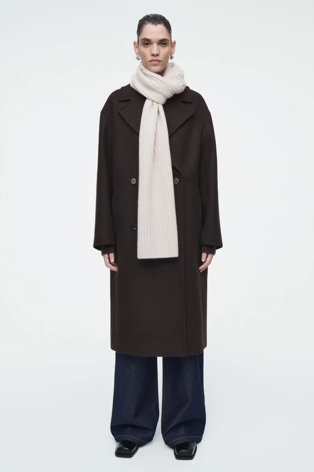 Online COS CHUNKY RIBBED PURE CASHMERE SCARF OFF-WHITE