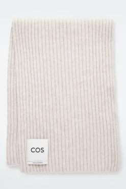 Online COS CHUNKY RIBBED PURE CASHMERE SCARF OFF-WHITE