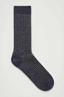 Sale COS CHUNKY RIBBED WOOL SOCKS NAVY