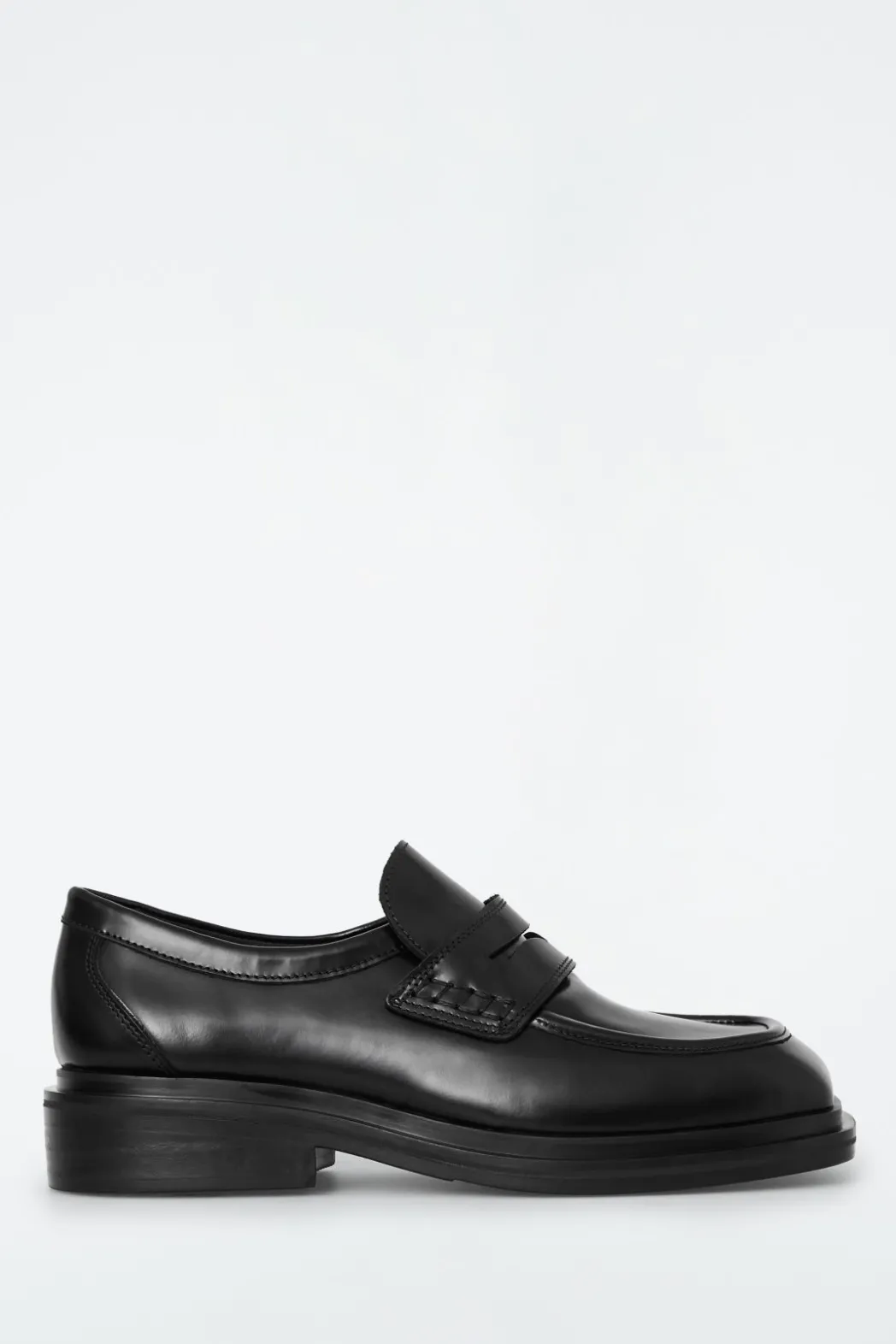 Discount COS CHUNKY SQUARE-TOE LEATHER LOAFERS BLACK