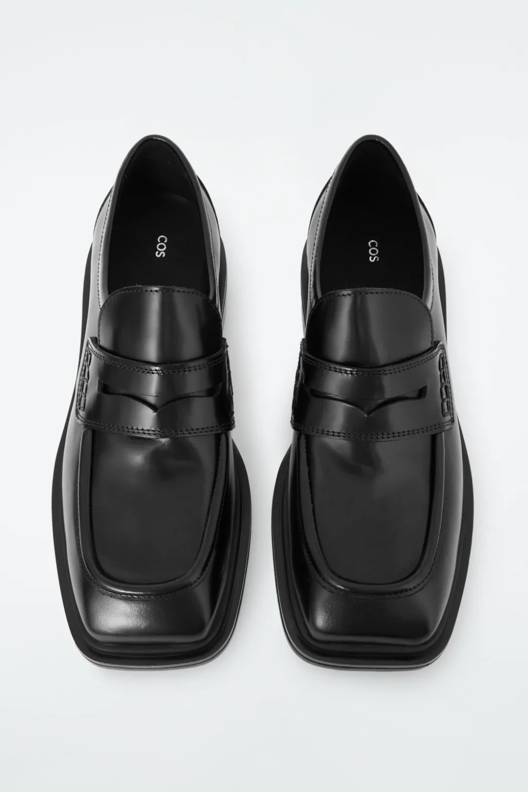 Discount COS CHUNKY SQUARE-TOE LEATHER LOAFERS BLACK