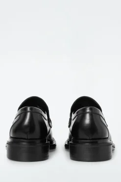 Discount COS CHUNKY SQUARE-TOE LEATHER LOAFERS BLACK