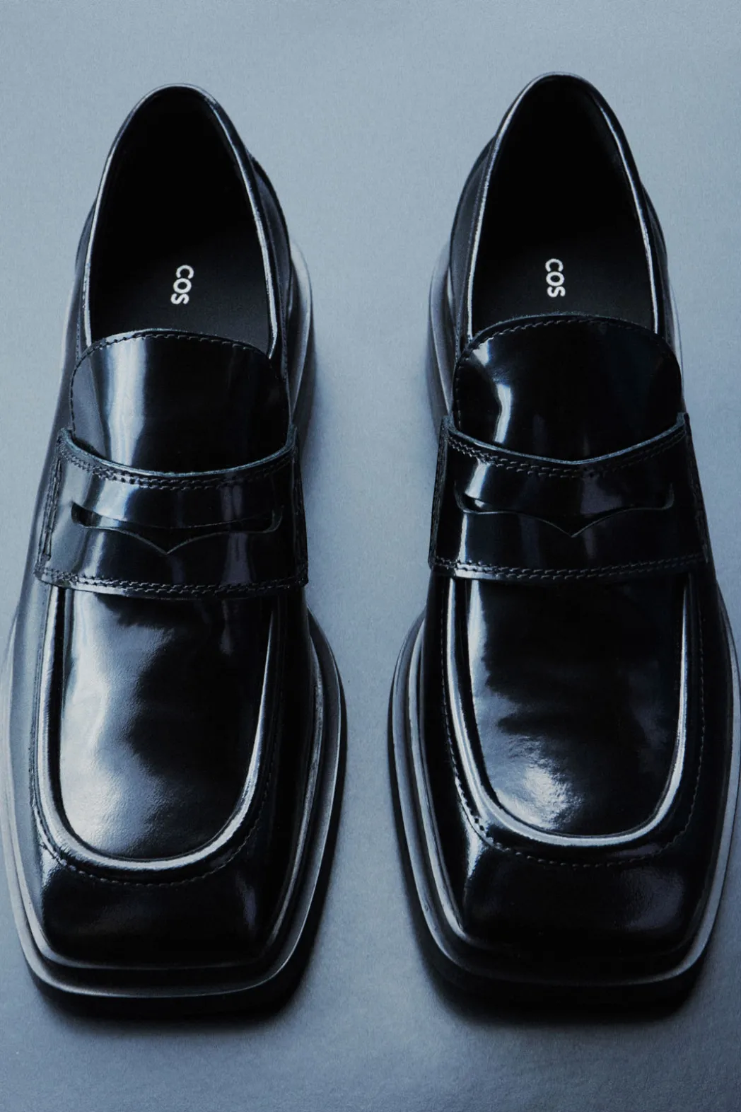 Discount COS CHUNKY SQUARE-TOE LEATHER LOAFERS BLACK
