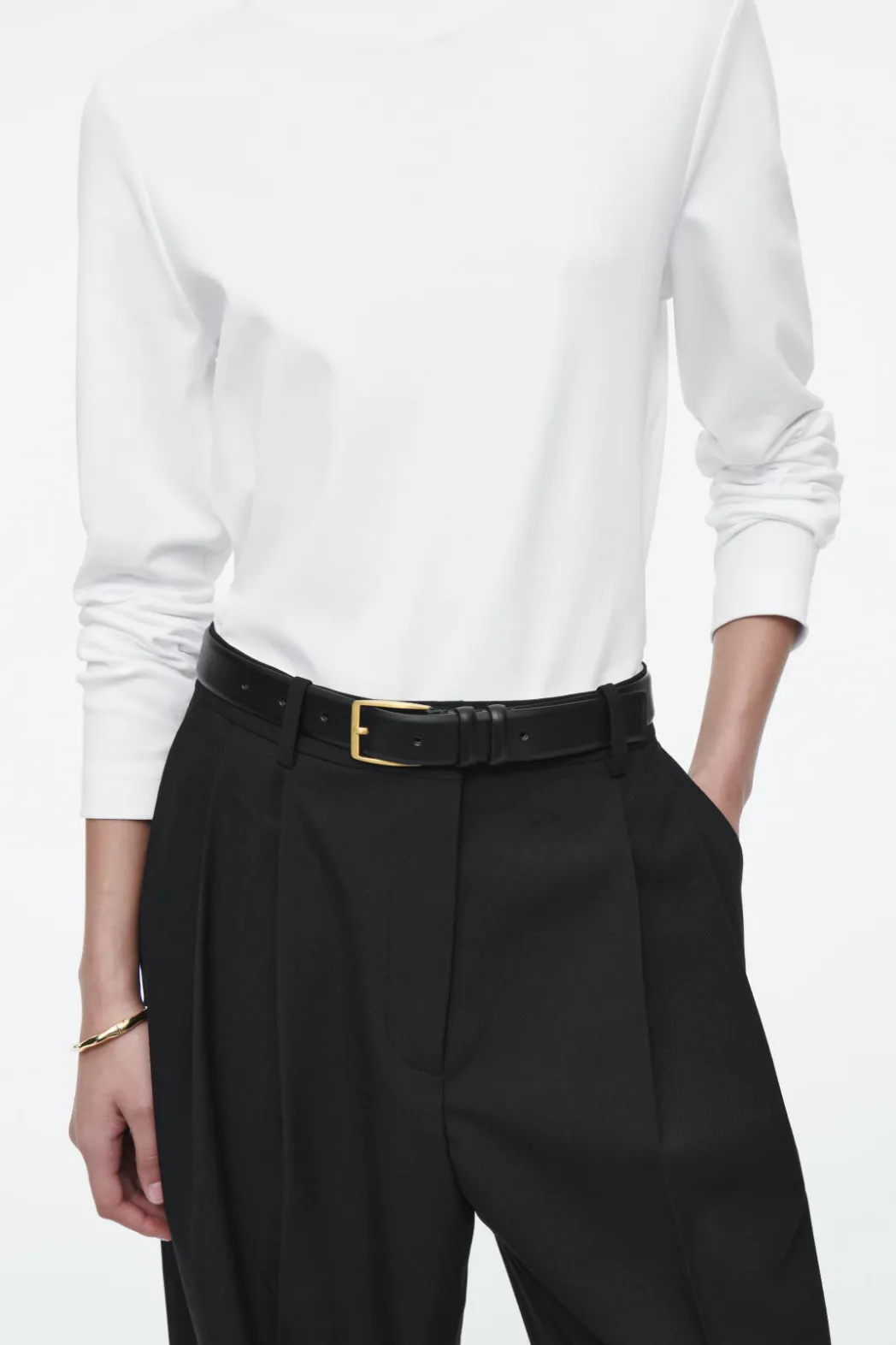 COS CLASSIC LEATHER BELT BLACK