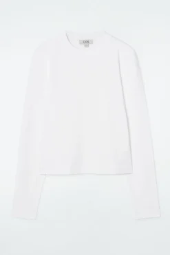 Discount COS CLEAN CUT REGULAR LONG-SLEEVED T-SHIRT white