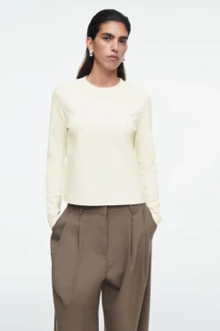 New COS CLEAN CUT REGULAR LONG-SLEEVED T-SHIRT BEIGE / UNDYED