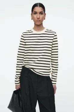 New COS CLEAN CUT REGULAR LONG-SLEEVED T-SHIRT NAVY