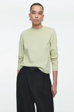 Sale COS CLEAN CUT REGULAR LONG-SLEEVED T-SHIRT LIGHT GREEN