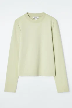 Sale COS CLEAN CUT REGULAR LONG-SLEEVED T-SHIRT LIGHT GREEN