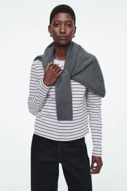 Hot COS CLEAN CUT REGULAR LONG-SLEEVED T-SHIRT GRAY / STRIPED