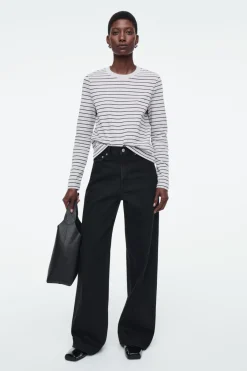 Hot COS CLEAN CUT REGULAR LONG-SLEEVED T-SHIRT GRAY / STRIPED