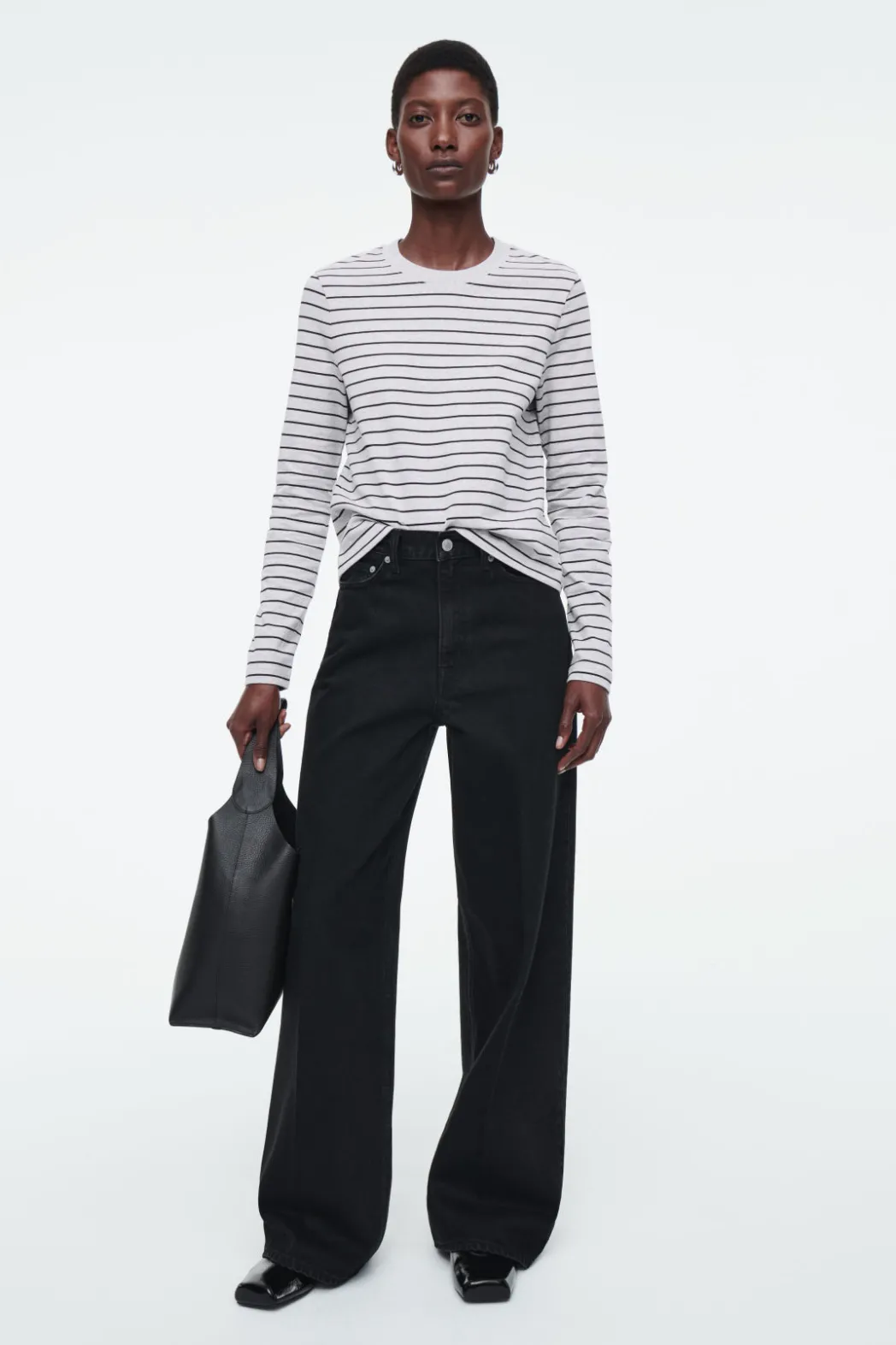 Hot COS CLEAN CUT REGULAR LONG-SLEEVED T-SHIRT GRAY / STRIPED