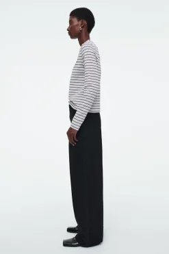 Hot COS CLEAN CUT REGULAR LONG-SLEEVED T-SHIRT GRAY / STRIPED