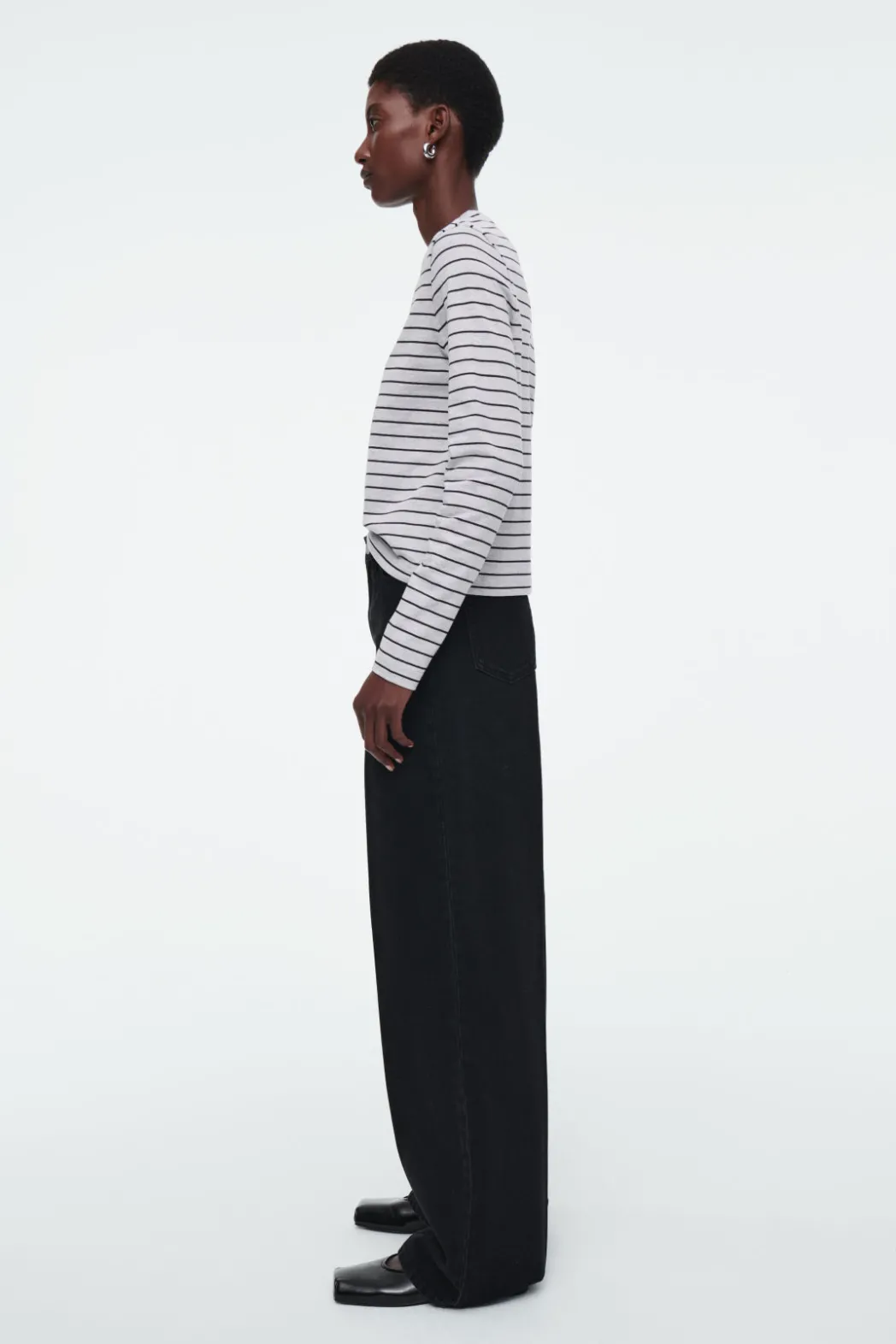 Hot COS CLEAN CUT REGULAR LONG-SLEEVED T-SHIRT GRAY / STRIPED