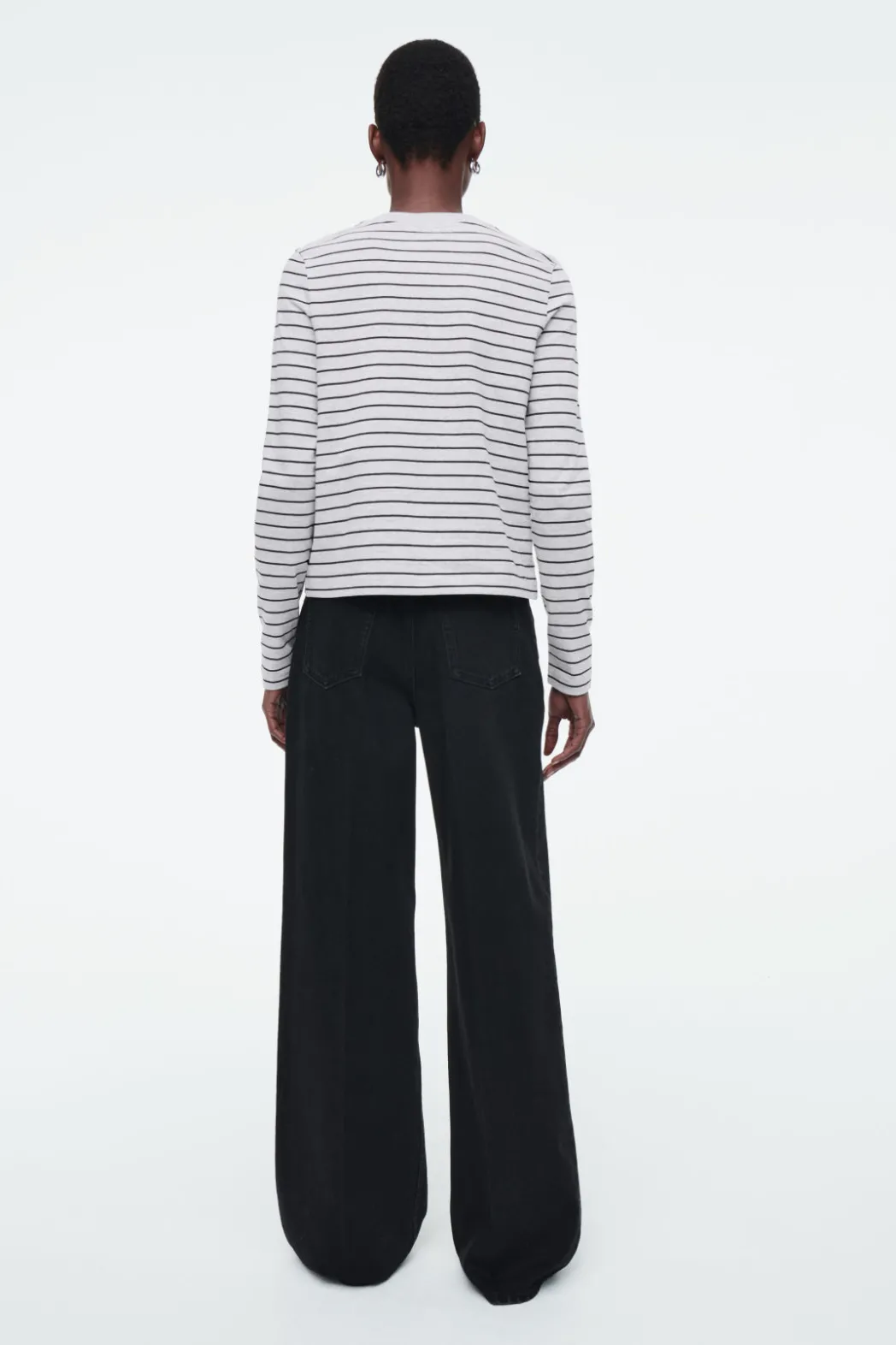 Hot COS CLEAN CUT REGULAR LONG-SLEEVED T-SHIRT GRAY / STRIPED