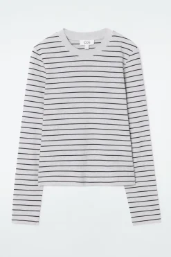 Hot COS CLEAN CUT REGULAR LONG-SLEEVED T-SHIRT GRAY / STRIPED