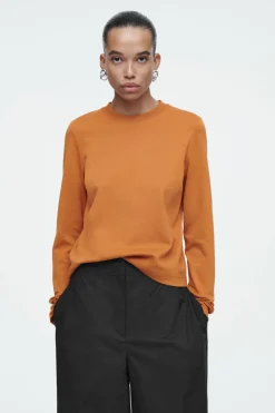 Discount COS CLEAN CUT REGULAR LONG-SLEEVED T-SHIRT ORANGE