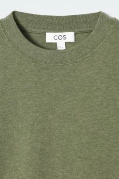 Discount COS CLEAN CUT REGULAR LONG-SLEEVED T-SHIRT GREEN MÉLANGE