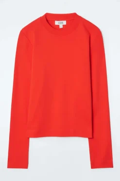 Online COS CLEAN CUT REGULAR LONG-SLEEVED T-SHIRT BRIGHT RED