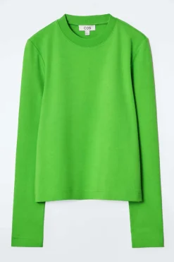 New COS CLEAN CUT REGULAR LONG-SLEEVED T-SHIRT BRIGHT GREEN