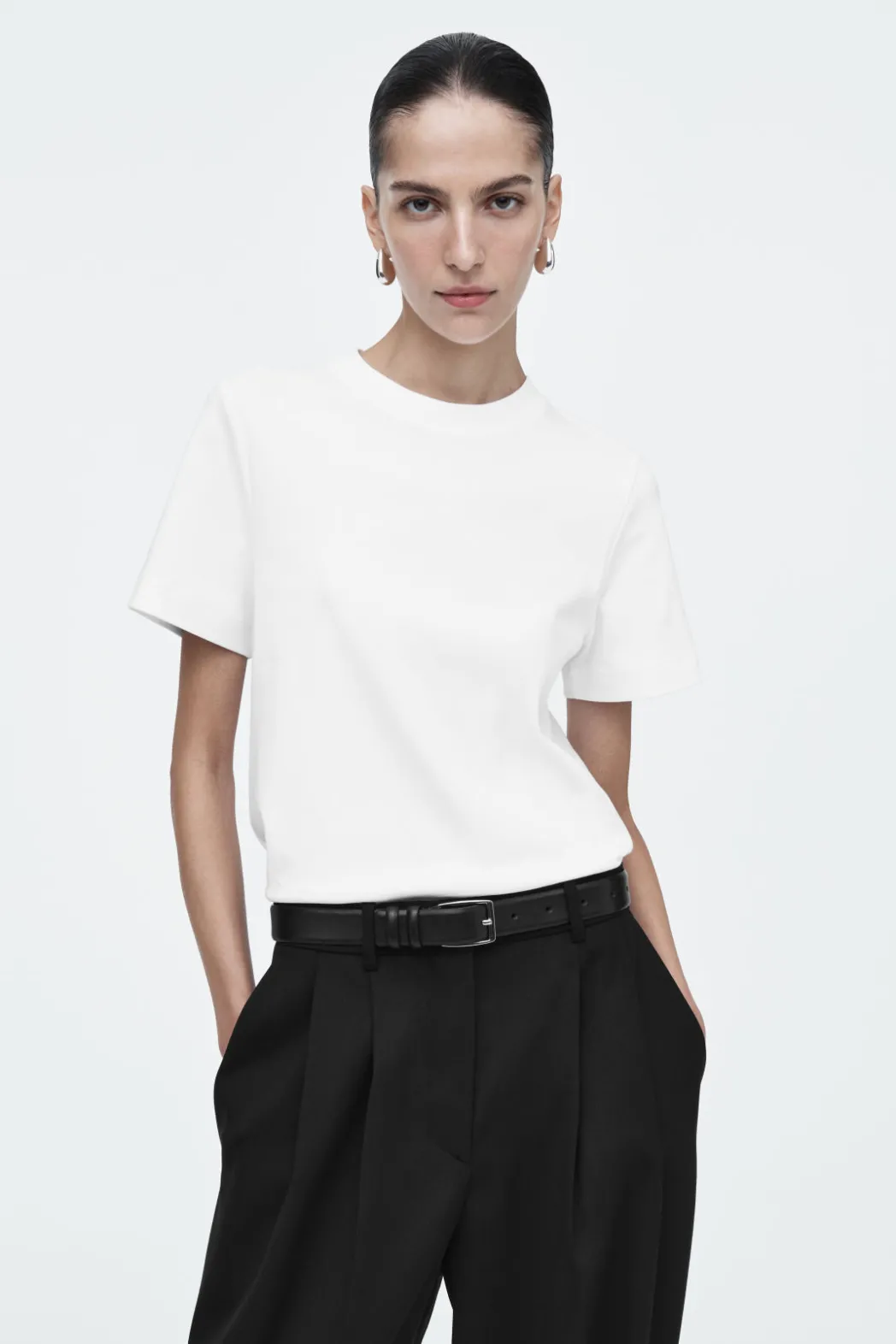 Sale COS CLEAN CUT REGULAR T-SHIRT White