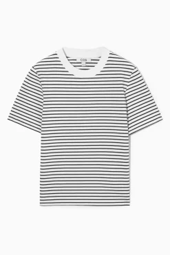 Discount COS CLEAN CUT REGULAR T-SHIRT off-white / black
