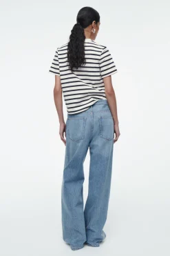 Sale COS CLEAN CUT REGULAR T-SHIRT NAVY / WHITE / STRIPED