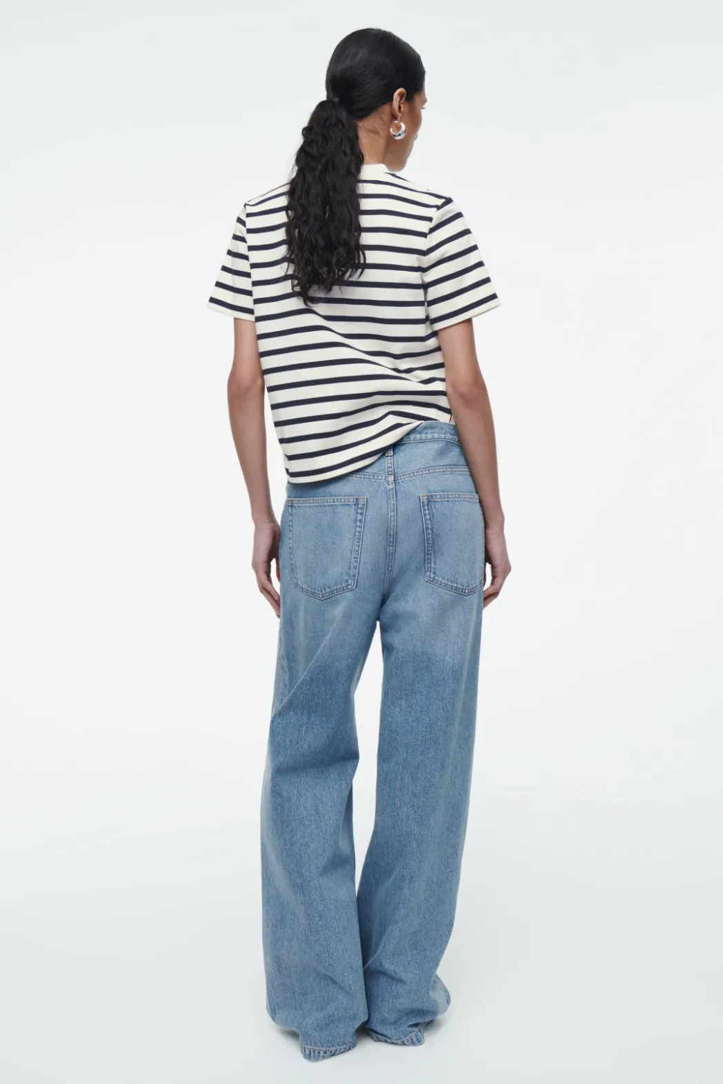 Sale COS CLEAN CUT REGULAR T-SHIRT NAVY / WHITE / STRIPED