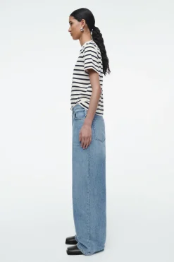 Sale COS CLEAN CUT REGULAR T-SHIRT NAVY / WHITE / STRIPED