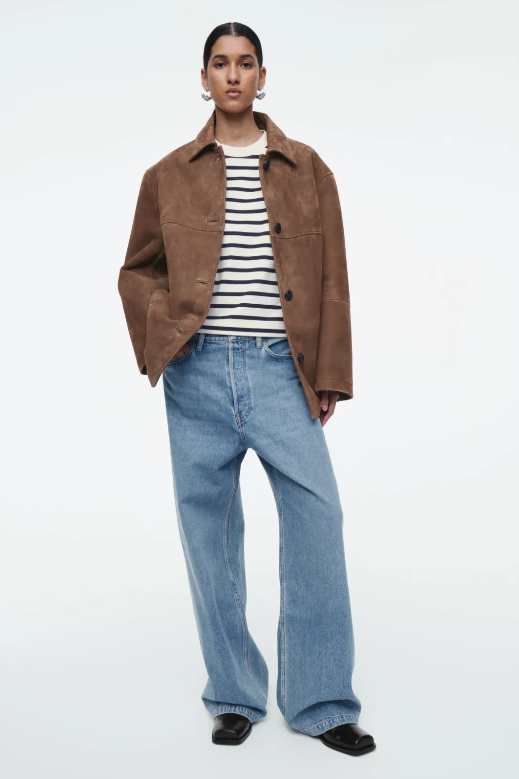 Sale COS CLEAN CUT REGULAR T-SHIRT NAVY / WHITE / STRIPED