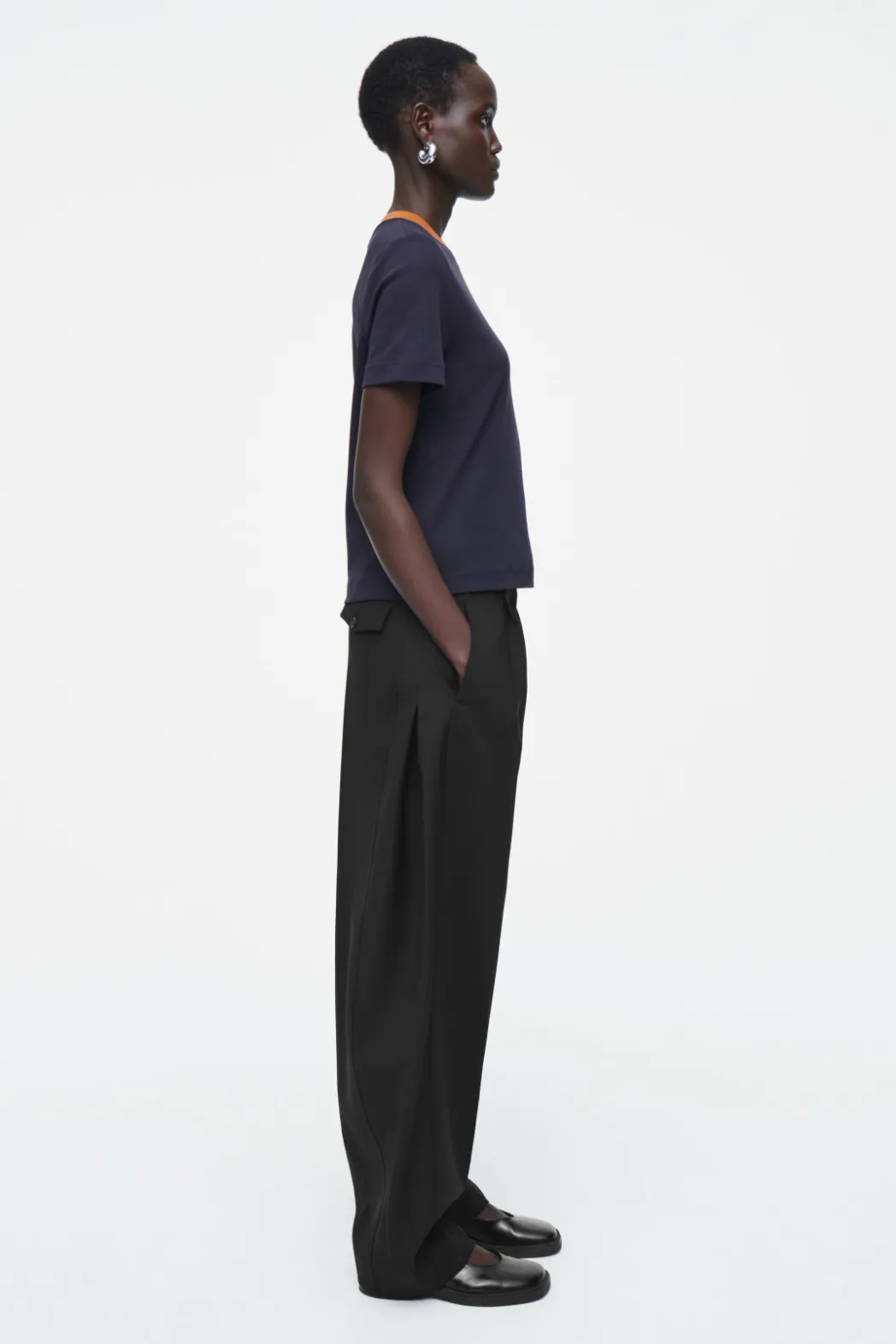 Best COS CLEAN CUT REGULAR T-SHIRT NAVY / ORANGE