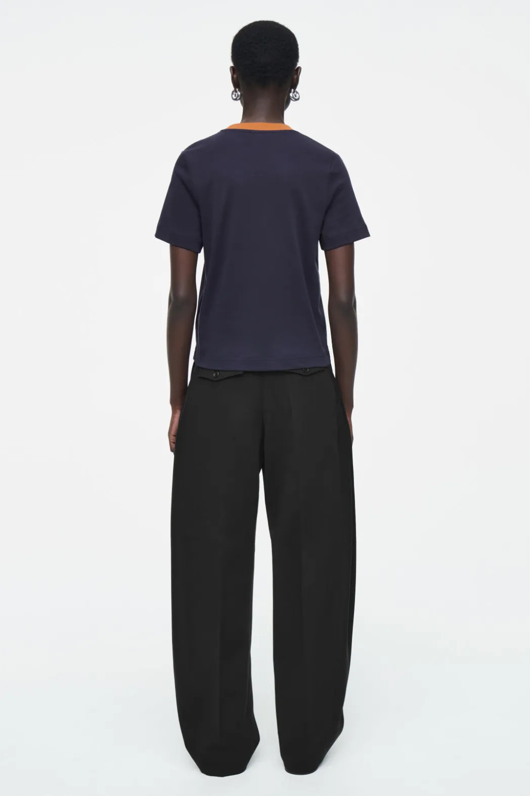 Best COS CLEAN CUT REGULAR T-SHIRT NAVY / ORANGE