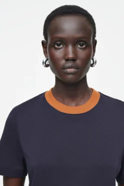 Best COS CLEAN CUT REGULAR T-SHIRT NAVY / ORANGE