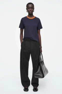 Best COS CLEAN CUT REGULAR T-SHIRT NAVY / ORANGE