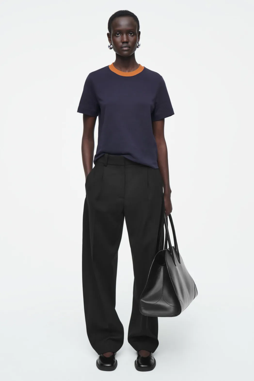 Best COS CLEAN CUT REGULAR T-SHIRT NAVY / ORANGE
