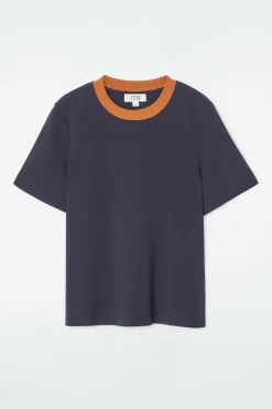 Best COS CLEAN CUT REGULAR T-SHIRT NAVY / ORANGE