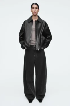 Discount COS COAST WIDE-LEG JEANS CRINKLED BLACK