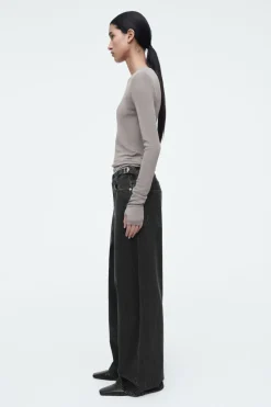 Discount COS COAST WIDE-LEG JEANS CRINKLED BLACK