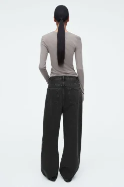 Discount COS COAST WIDE-LEG JEANS CRINKLED BLACK