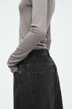 Discount COS COAST WIDE-LEG JEANS CRINKLED BLACK
