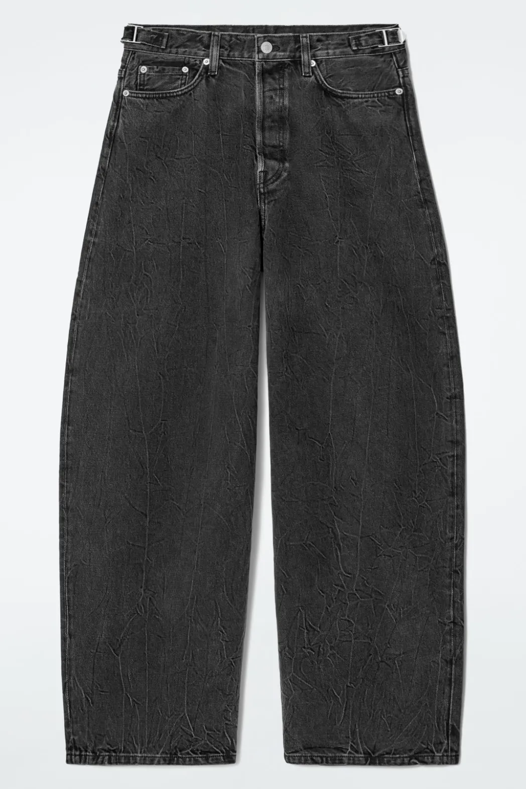 Discount COS COAST WIDE-LEG JEANS CRINKLED BLACK