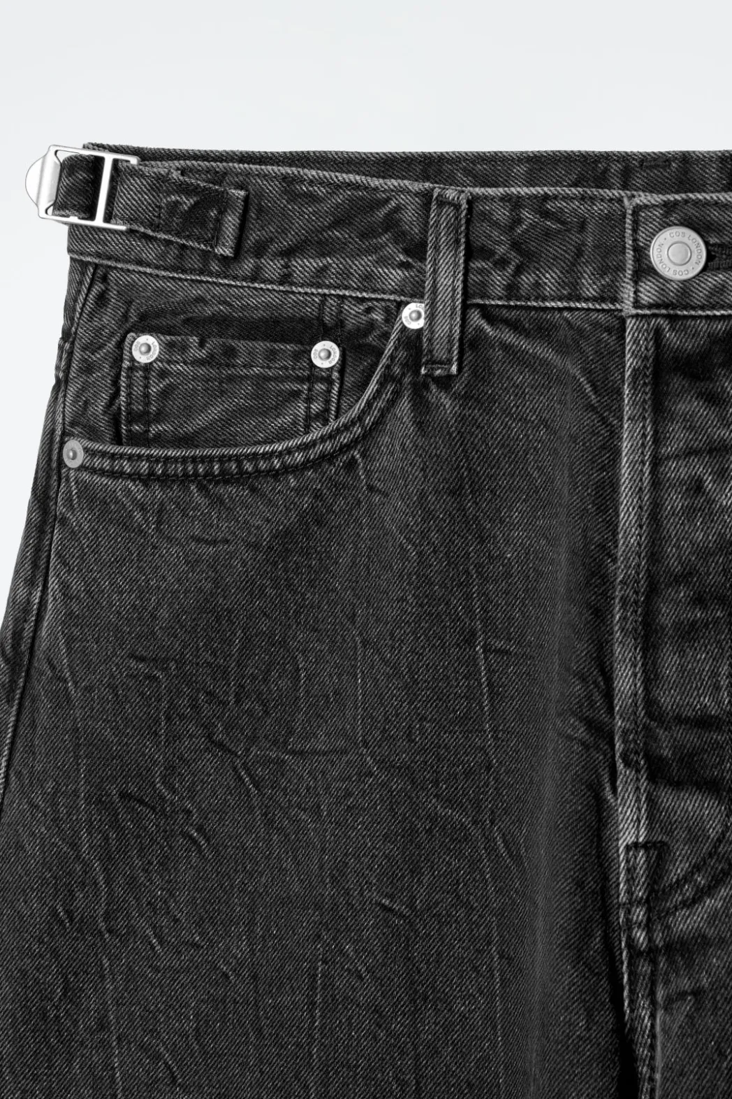 Discount COS COAST WIDE-LEG JEANS CRINKLED BLACK