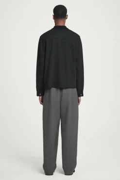 Sale COS COLLARED COTTON-JERSEY JACKET BLACK
