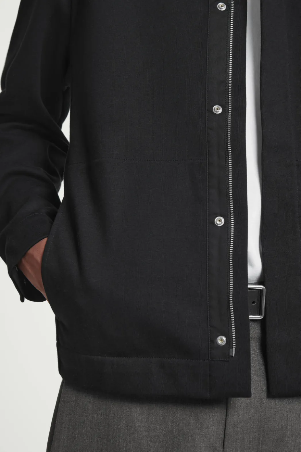 Sale COS COLLARED COTTON-JERSEY JACKET BLACK