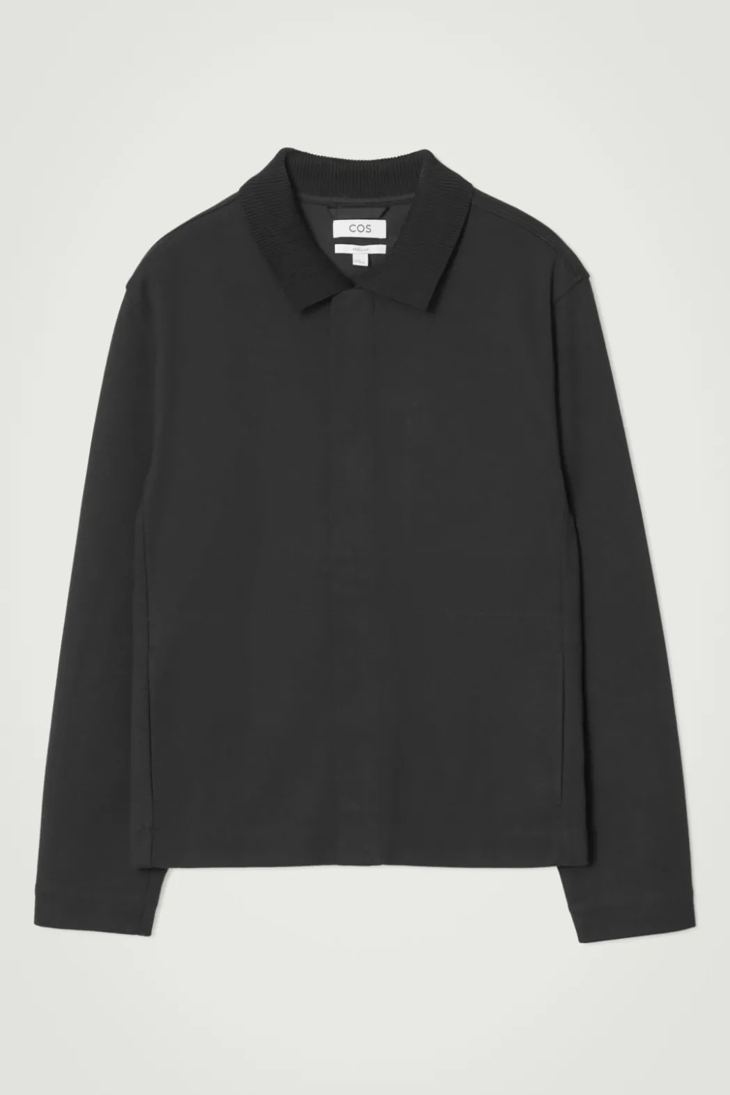 Sale COS COLLARED COTTON-JERSEY JACKET BLACK