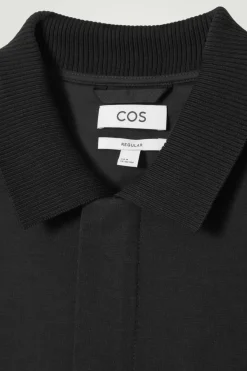 Sale COS COLLARED COTTON-JERSEY JACKET BLACK